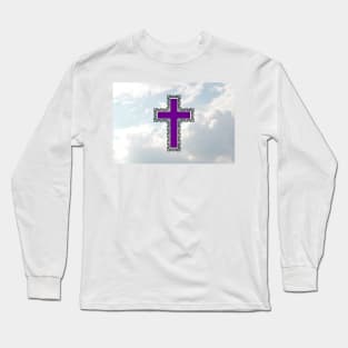 Christian Cross In The Sky (Purple) Long Sleeve T-Shirt